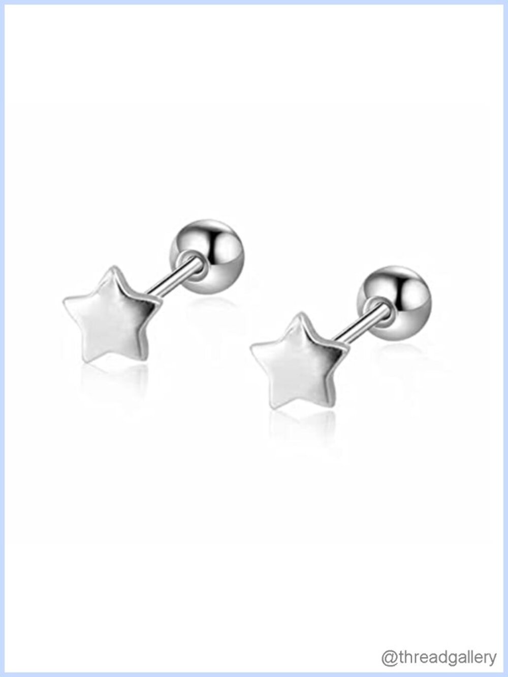925 Sterling Silver Star Cartilage Stud Earrings Screw Back Hypoallergenic